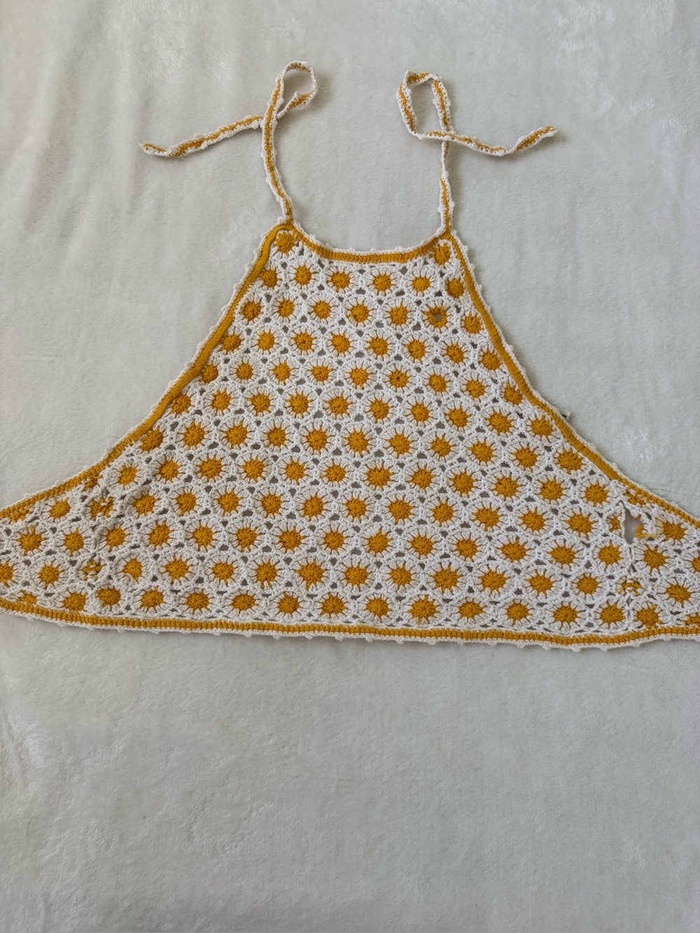 Crochet Daisy Halter Top Boho Festival Cottagecore Coquette One Size - Picture 4 of 7